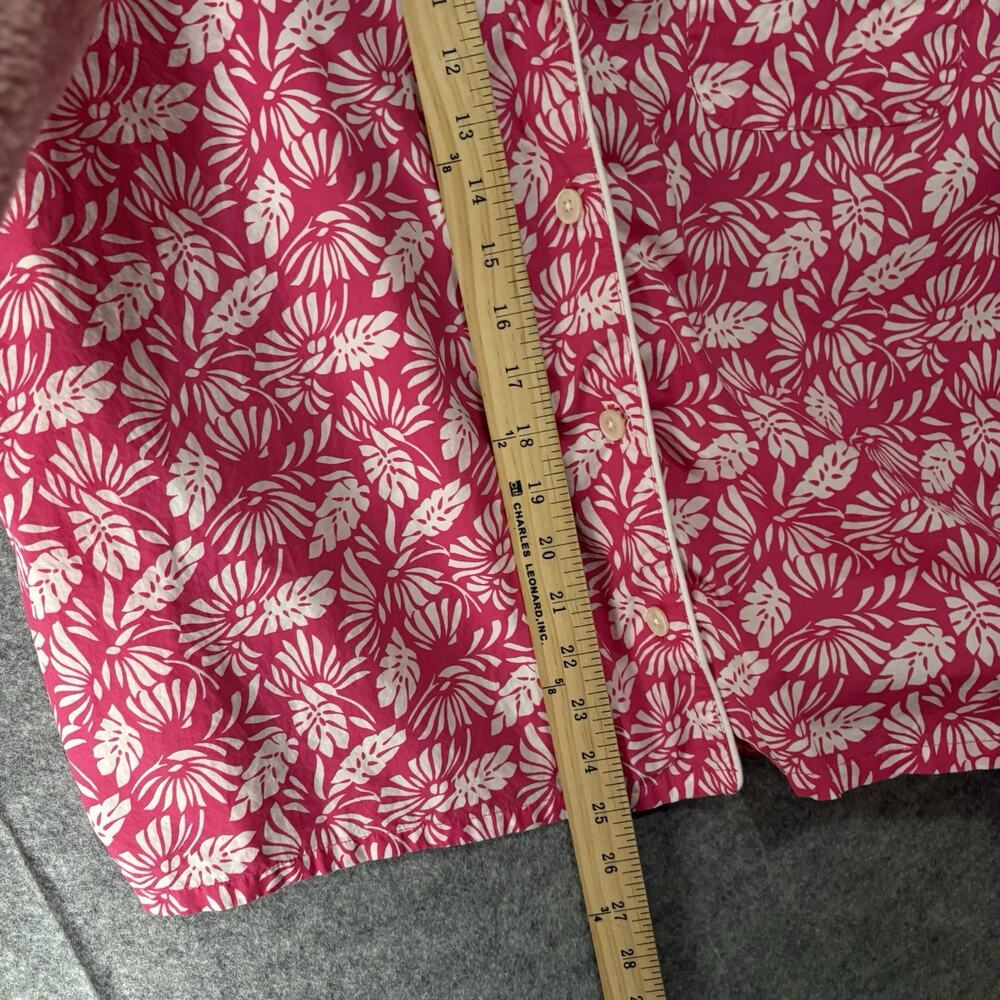 J Crew Pajama Short Set Womens XXL Pink Foliage Pocket Drawstring Lightweight - Picture 9 of 10